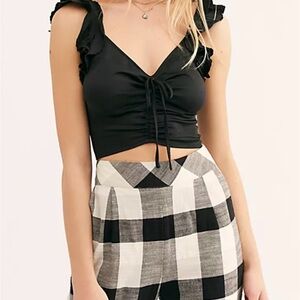 Free People Black Tie-Front Crop Top - Size XS, New with Tags